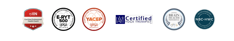 Leslie's certifications: NBC-HWC, C-IAYT, E-RYT 500, YACEP, Brain Health Professional, IIN